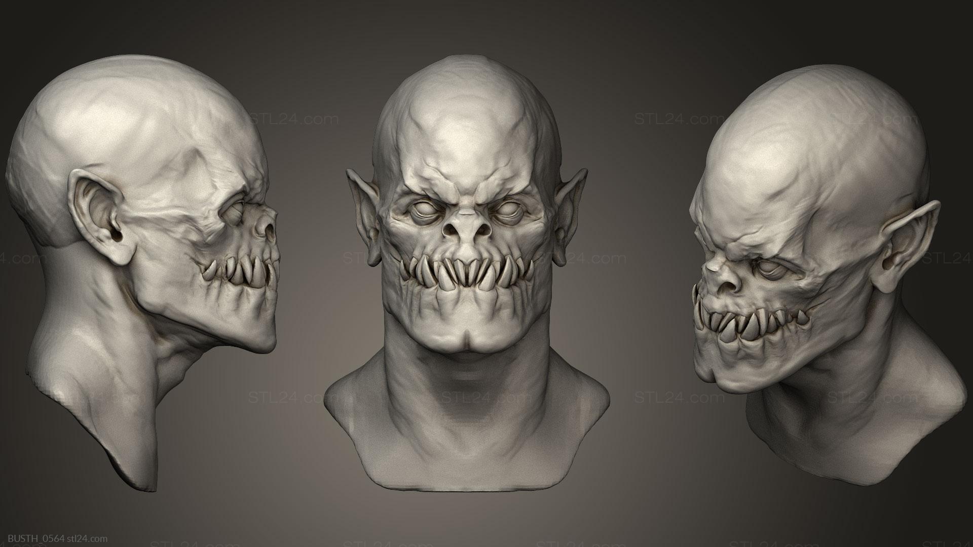 Бюсты монстры и герои (Голова Демона 9, BUSTH_0564) 3D модель для ЧПУ станка